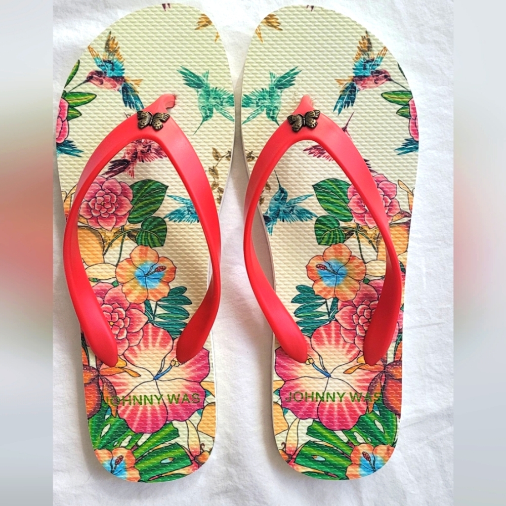 Johnny Was Andra Hummingbird Flip Flop Thong Sandals